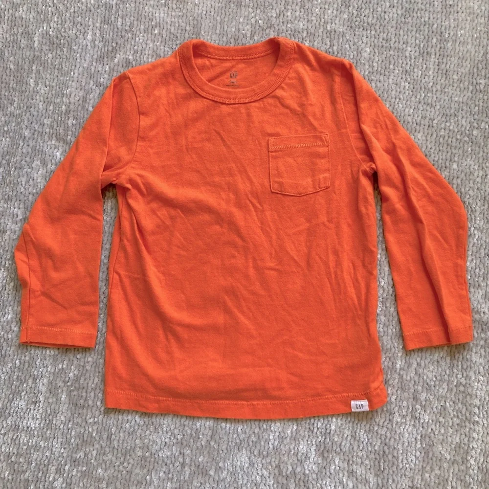 GAP Kids Orange Pocket Long Sleeve Tee‎ 100% Cotton Size 4